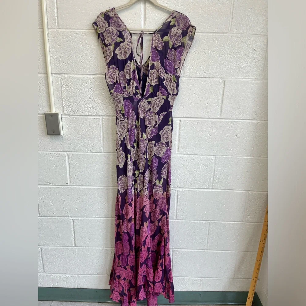 Free People Purple Rose Garden Maxi Dress Sz. 12 - Picture 9 of 11